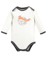 Touched by Nature Baby Boys Baby Organic Cotton Long-Sleeve Bodysuits 3pk, Fox