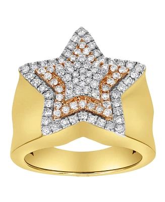 LuvMyJewelry SuperStar Natural Certified Diamond 1 cttw Round Cut 14k Rose Gold Statement Ring for Men