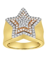 LuvMyJewelry SuperStar Natural Certified Diamond 1 cttw Round Cut 14k Rose Gold Statement Ring for Men