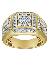 LuvMyJewelry Hexonic Deluxe Natural Certified Diamond 1.74 cttw Round Cut 14k Yellow Gold Statement Ring for Men