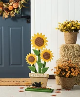 Glitzhome 29"H Fall Wood Sunflowers Porch Decor