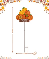 Glitzhome 42"H Fall Metal Pumpkins Stack Yard Stake