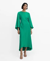 Mango Women's Flared-Sleeve Satin Dress