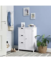 Slickblue White Bathroom Storage Cabinet With 3 Drawers