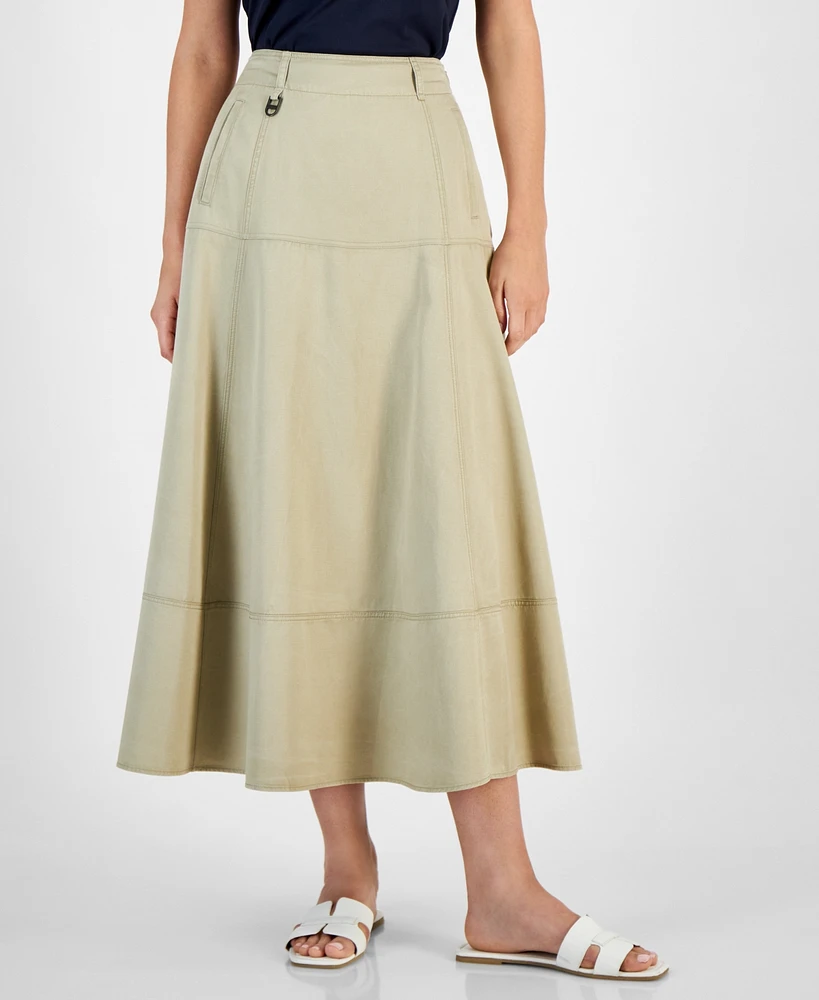 Nautica Jeans Women's Twill A-Line Midi Skirt