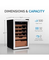 Newair x Boveda 500 Count Electric Humidor, Spanish Cedar Shelves with Temperature Control, Cigar Humidor Box with Built