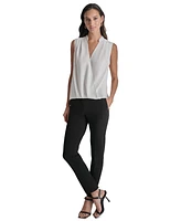 Dkny Women's Collared Surplice Sleeveless Top