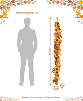 Glitzhome 6ft Fall Maple Leaf and Sunflower Garland