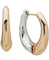 Anne Klein Two-Tone Sculptural Huggie Hoop Earrings