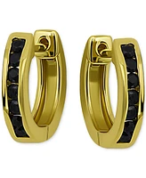 Giani Bernini Black Cubic Zirconia Extra Small Huggie Hoop Earrings in 18k Gold-Plated Sterling Silver, 0.43", Created for Macy's