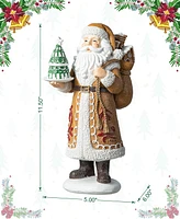 Glitzhome 11.5"H Resin Christmas Gingerbread Santa Table Decor