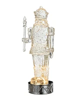 Glitzhome 12.5"H Lighted Acrylic Crystal Nutcracker Figurine Waterglobe