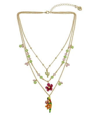 Betsey Johnson Faux Stone Parrot Layered Necklace