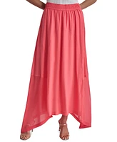 Dkny Women's Handkerchief Hem Mixed Media Maxi Skirt