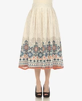 Women's Border Prints Pleated Midi Skirt