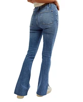 Free People Women's Level Up Mid-Rise Slit Bootcut Jeans