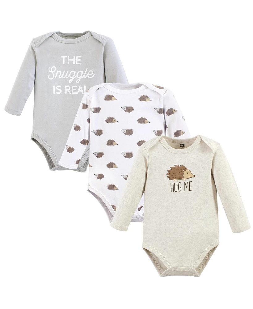 Hudson Baby Boys Unisex Cotton Long-Sleeve Bodysuits, Hedgehog