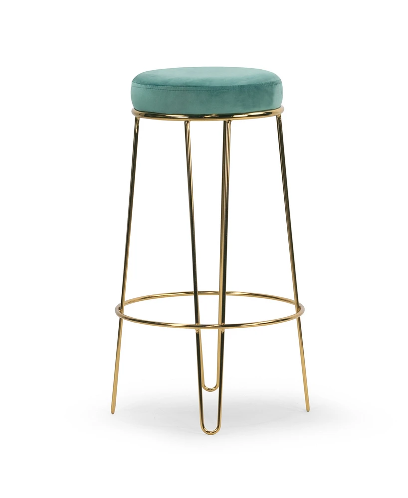 Glamour Home 29" Angie Velvet, Metal Barstool, Set of 2