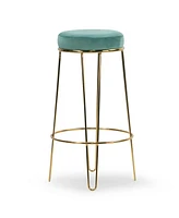 Glamour Home 29" Angie Velvet, Metal Barstool, Set of 2