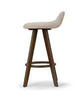 Glamour Home 25.98" Asta Rubberwood, Fabric Counter Height Stool, Set of 2