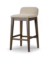 Glamour Home 28.9" Atia Rubberwood, Fabric Counter Height Stool, Set of 2