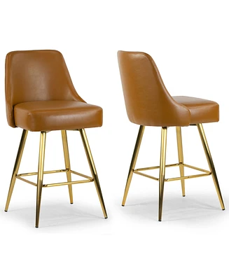 Glamour Home 25.75" Auren Polyester, Metal Counter Height Stool, Set of 2