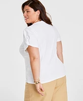 On 34th Trendy Plus Knot-Detail Puff-Sleeve Top, Created for Macy's