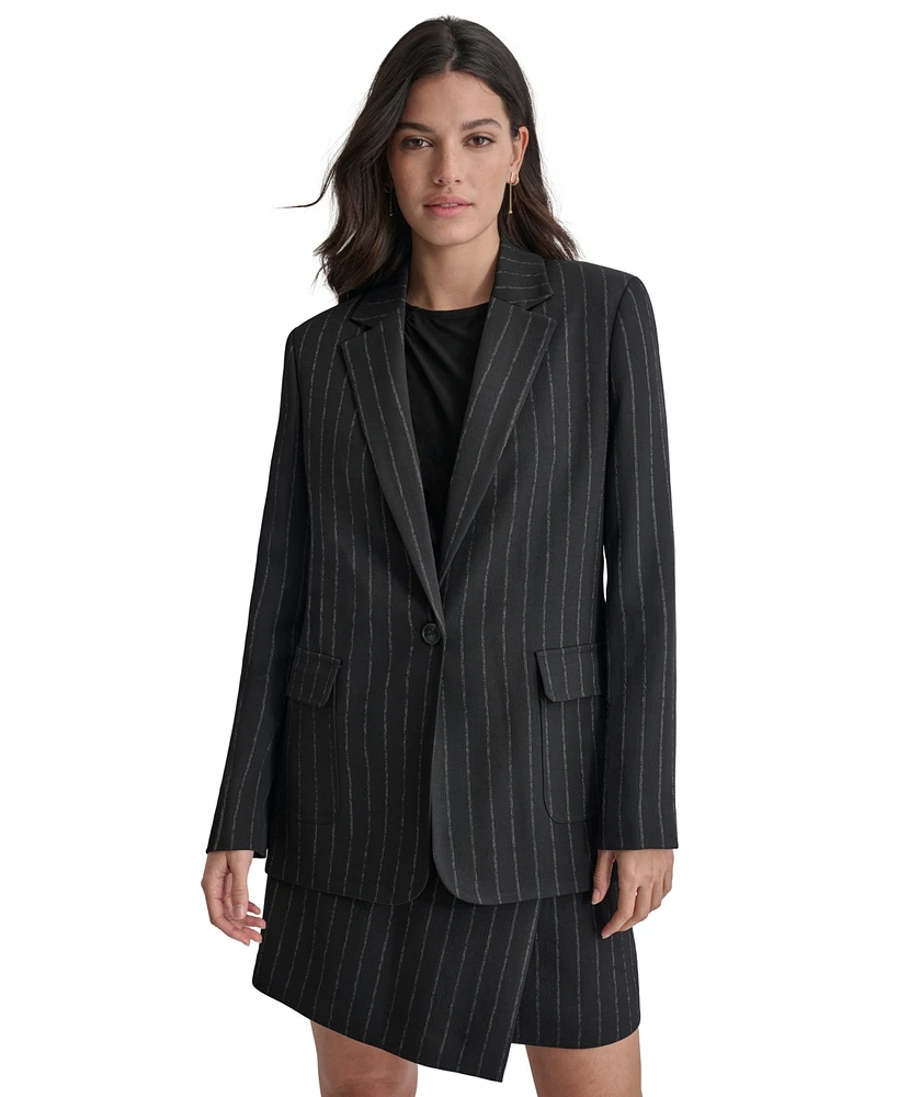 Dkny Women's Striped One Button Blazer