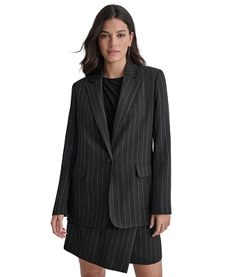 Dkny Women's Striped One Button Blazer