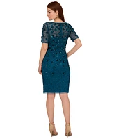 Adrianna Papell Beaded Floral Sheath Dress