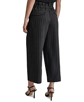 Dkny Women's Pinstripe Mid Rise Paperbag-Waist Cropped Pants