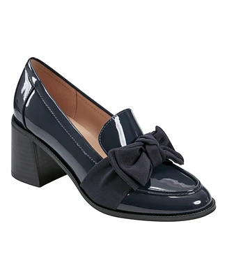 Bandolino Women's Korrar Bow Detail Block Heel Loafers