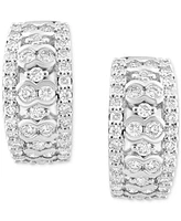 Effy Diamond Openwork Small Huggie Hoop Earrings (1-1/2 ct. t.w.) in 14k White Gold