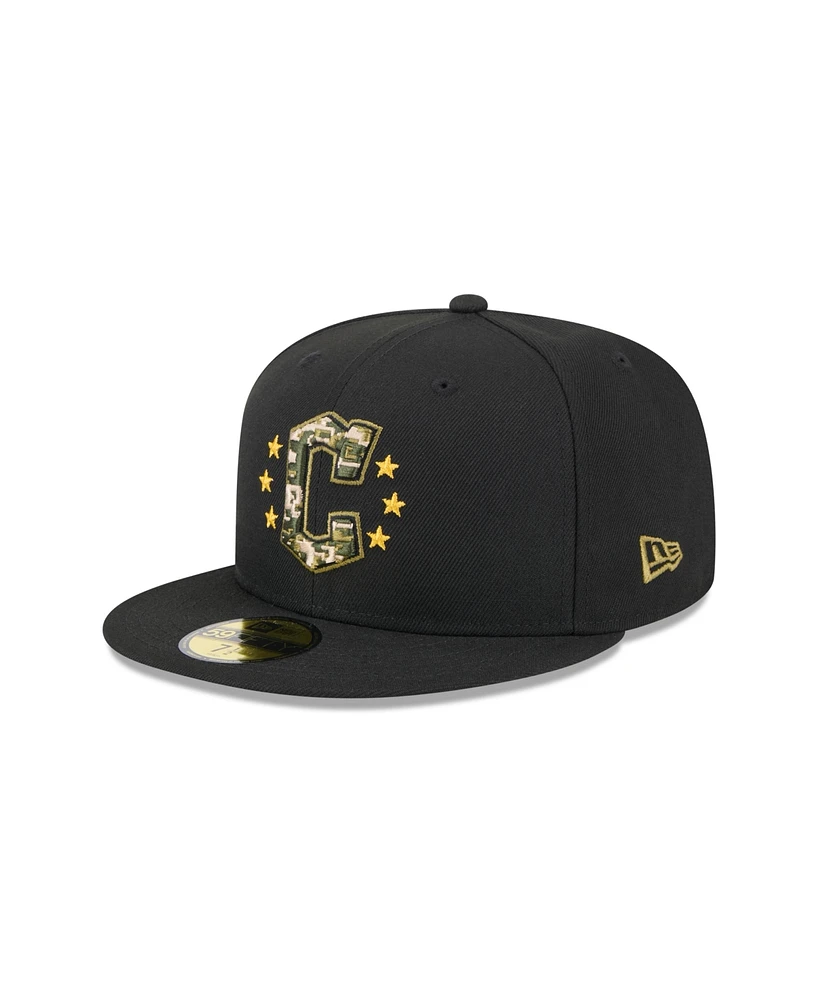 New Era Men's Black Cleveland Guardians 2024 Armed Forces Day On-Field 59FIFTY Fitted Hat