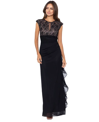 B&A by Betsy & Adam Lace Cutout-Top Gown