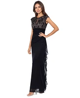 B&A by Betsy & Adam Lace Cutout-Top Gown