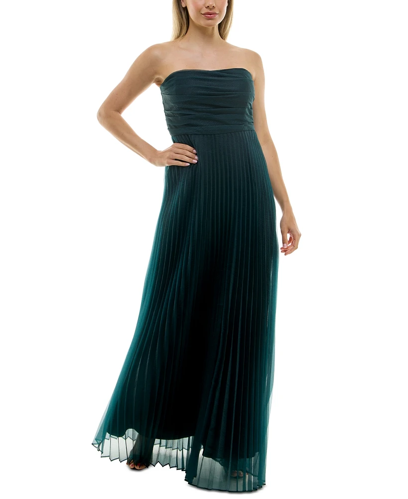 Taylor Women's Strapless Pleated Organza Gown