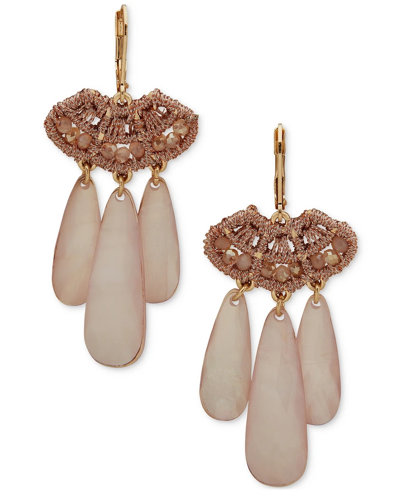 lonna & lilly Gold-Tone Teardrop Crochet Stone Chandelier Drop Earrings