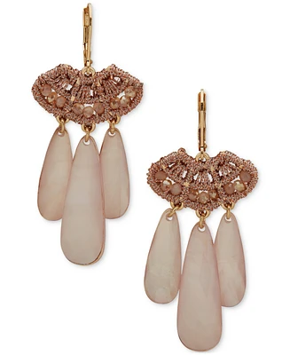 lonna & lilly Gold-Tone Teardrop Crochet Stone Chandelier Drop Earrings