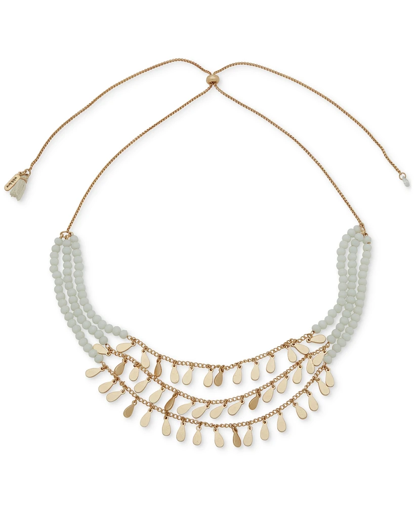 lonna & lilly Gold-Tone White Beaded Three-Row 28" Frontal Necklace