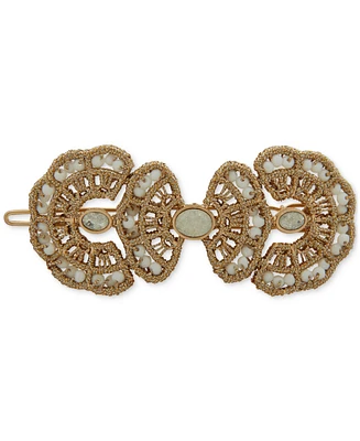 lonna & lilly Gold-Tone White Scalloped Beaded Barrette