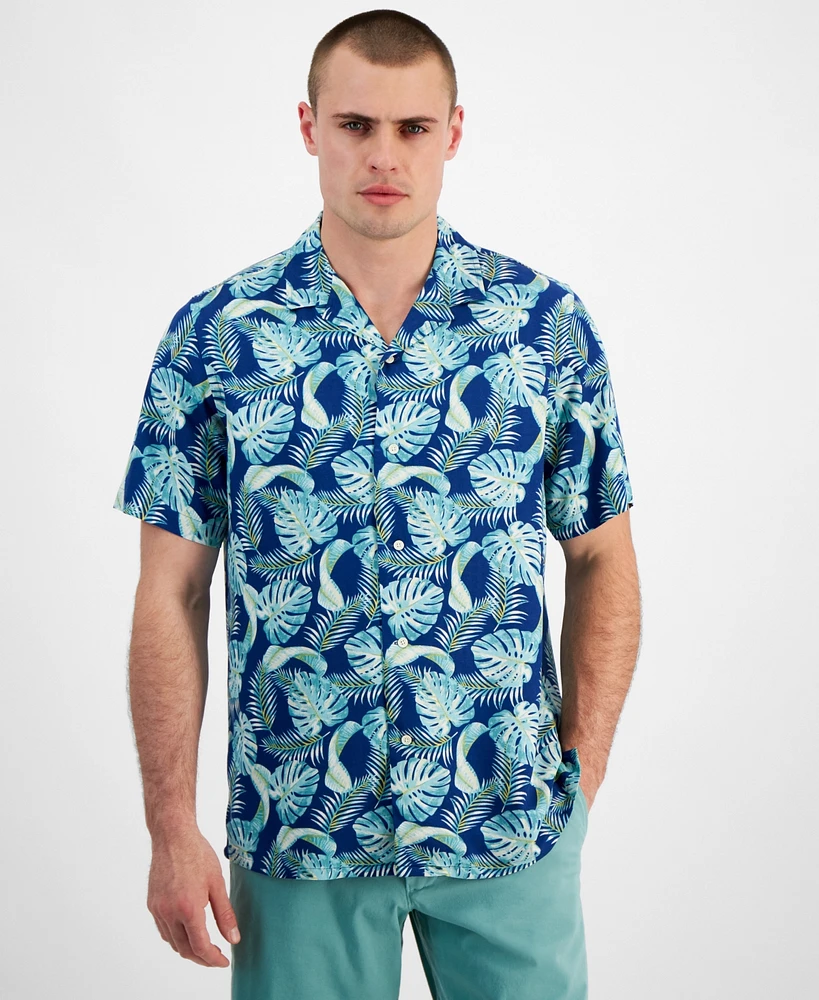 Club Room Men's Hoja Leaf Regular-Fit Printed Button-Down Camp Shirt, Created for Macy's