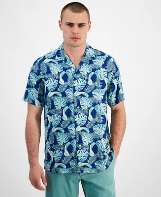 Club Room Men's Hoja Leaf Regular-Fit Printed Button-Down Camp Shirt, Created for Macy's