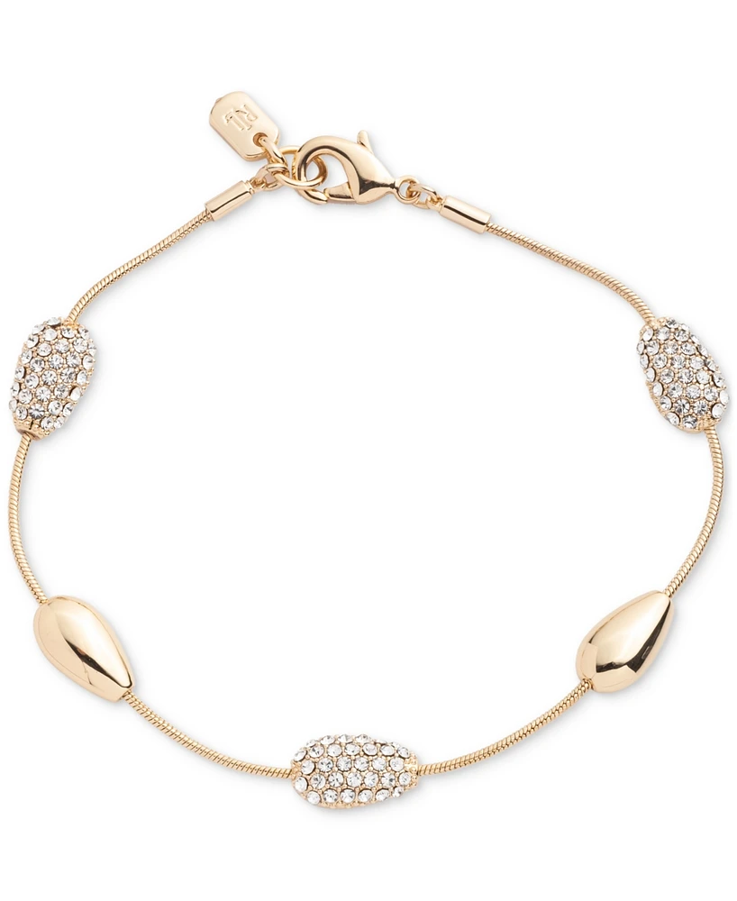 Lauren Ralph Lauren Gold-Tone Pave Pear-Shape Flex Bracelet