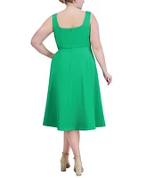 Eliza J Plus Square-Neck Asymmetrical-Hem Fit & Flare Dress