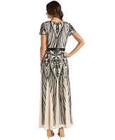 R & M Richards Petite Sequined Short-Sleeve Gown