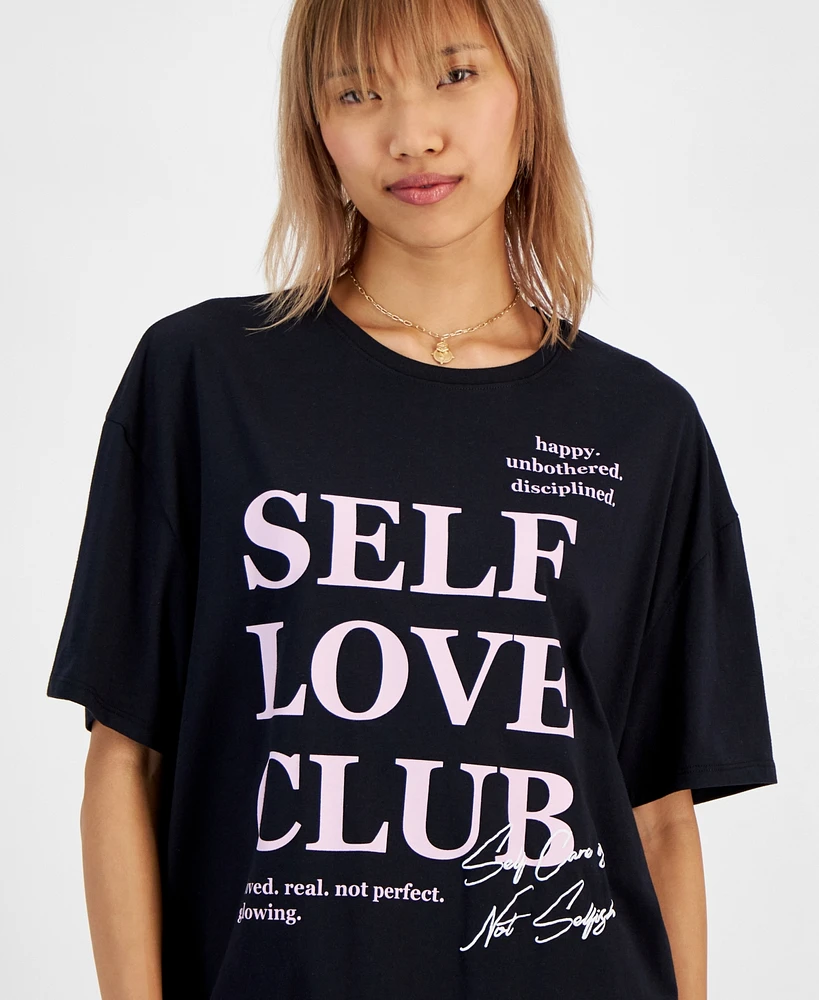 Grayson Threads, The Label Juniors' Self Love Graphic Boyfriend T-Shirt