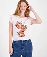 Rebellious One Juniors' Strawberry-Graphic Cotton Baby Tee