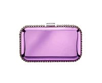 Nina Metallic minaudiere with cystal adorned edge