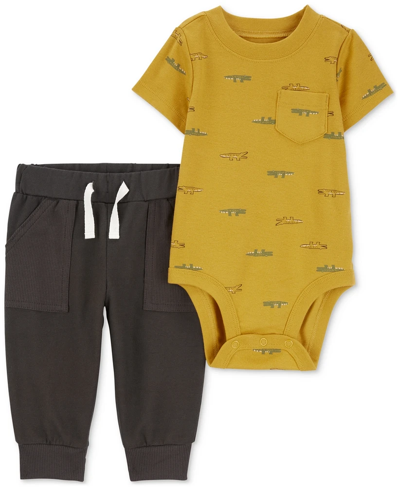 Carter's Baby Boys 2-Pc. Cotton Alligator-Print Bodysuit & Pants Set